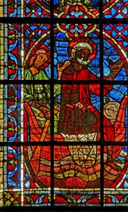 Ventana w204 que representa el Barco de la Iglesia con San Pedro y San Pablo de French School