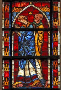 Ventana w205 que representa dos figuras de French School