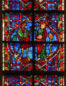 Ventana w207 que representa a Caín siendo condenado de French School