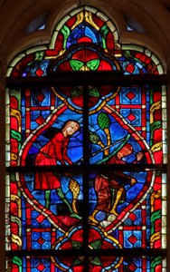 Ventana w207 que representa el castigo de Lamec de French School