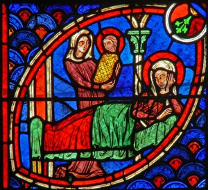 Ventana w20 que representa el nacimiento de San Juan Bautista de French School