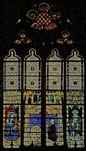 Ventana real con la Virgen María, Carlos VI y San Dionisio de French School