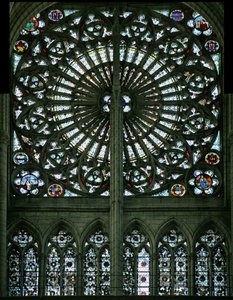 Los evangelistas y grisalla (rosetón - interior) de French School