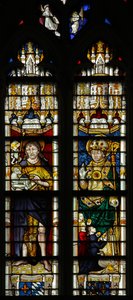 Ventana w237 que representa a San Juan Bautista y San Martín de French School