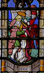 Ventana w27 que representa a San Martín besando a un leproso de French School