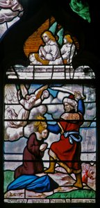 Ventana w29 que representa la decapitación de Santa Bárbara