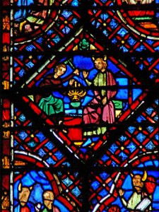 Ventana w2 Moisés observa a Bezalel haciendo la Menorá Éxodo XXXVII 17-24 de French School