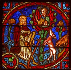 Ventana que representa a Moisés y la Zarza Ardiente de French School