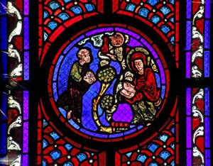 Ventana w2 que representa una escena de la vida de Santa María Magdalena - la santa en Provenza de French School