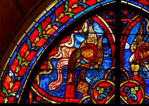 Ventana que representa ángeles de French School