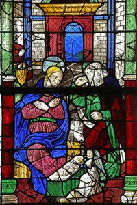Ventana w2 que representa la Natividad de French School