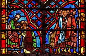 Ventana w2 Los israelitas reciben la marca T Éxodo XIII 9 y 16 de French School