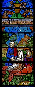 Ventana w38 que representa la Resurrección de Lázaro de French School