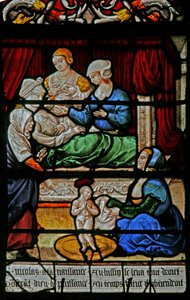 Ventana w3 que representa el nacimiento de San Nicolás de French School
