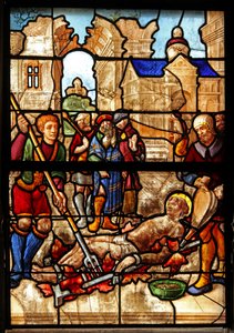 Ventana w46 que representa el martirio de San Lorenzo de French School