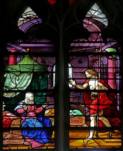 Ventana que representa a Cristo apareciendo a su madre de French School