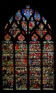 Ventana w4 que representa el Ciclo de la Pasión de French School