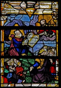 Ventana w5 que representa a Moisés en el Monte Sinaí de French School