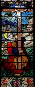 Ventana w5 que representa una escena de la vida de Santa María Magdalena - la santa en la Cruz de French School
