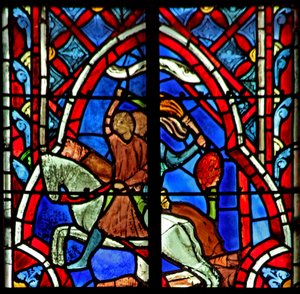 Ventana w5 el Castigo de los oficiales de Sucot. Jueces VIII 1-17 de French School