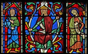 Ventana w6R el Árbol de Jesé: la Virgen María y dos profetas