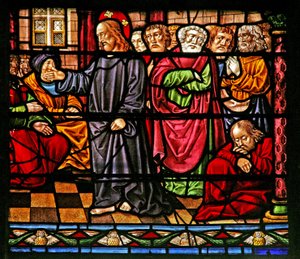 Ventana w6 que representa a Cristo predicando de French School