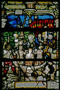 Ventana w6 que representa a los tres hebreos en el horno ardiente (Libro de Daniel) de French School