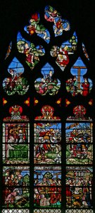 Ventana w8 que representa a Santa Elena, Constantino y el Triunfo de la Cruz de French School