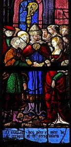 Ventana w9 escenas de las vidas de San Crispín y San Crispiniano de French School