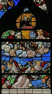 Ventana w9 que representa el Juicio Final - después de Albert Durer