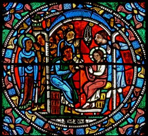 Ventana wXV que representa a Jesús encontrado en el Templo de French School
