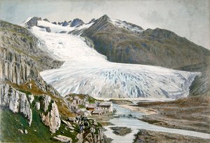 Paisaje invernal y viajeros en los Pirineos, c.1850 de French School