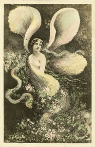 Mujer vestida de mariposa de French School