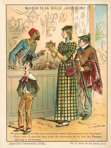 Mujer examinando objetos egipcios, Exposición Universal 1889, París de French School