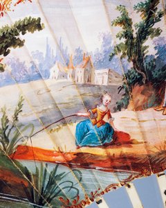 Mujer pescando en el río, (detalle) de French School