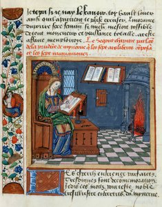 Mujer iluminando el Libro de los Prudentes e Imprudentes de Catherine d