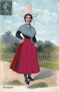 Mujer con traje tradicional de Normandía c. 1910 - Mujer con traje tradicional de Normandía