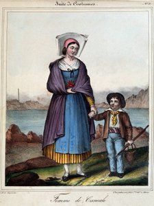 Mujer de Cancale y su hijo, hacia 1845 de French School