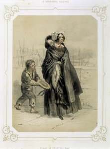 Mujer de Granville y joven mendigo - en “Normandía Ilustrada” de French School