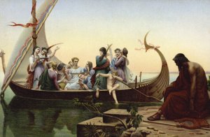 Mujeres en un barco vikingo de French School