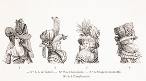 Estilos de sombreros de mujer del siglo XVIII, 1875