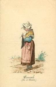 Traje de mujer de Cancale, Ille-et-Vilaine (litografía en color)