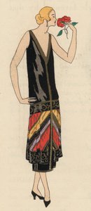 Trajes de noche femeninos de los años 20 del diseñador Georges Doeuillet (litografía en color)