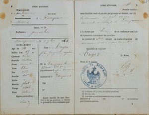 Manual del trabajador emitido por la Alcaldía de Dampmart a Felix Auger, 1864 de French School