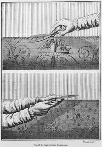Trabajando en tapices de terciopelo de Aubusson de French School