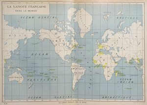 Mapa mundial de los países de habla francesa, principios del siglo XX