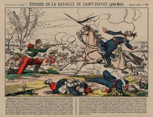 Dragón francés herido disparando a un lancero prusiano en la Batalla de Saint-Privat, Guerra Franco-Prusiana