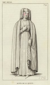 Siglo XIII, Inés de la Cola (grabado coloreado) de French School