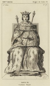 Siglo XIII, Reinado de Luis IX, Luis IX, Traje real (grabado) de French School