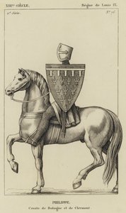 XIII Siglo, Reinado de Luis IX, Felipe, Conde de Bolonia y de Clermont (grabado) de French School